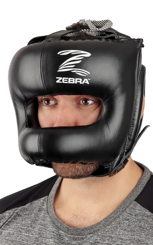 Head Guard, ZEBRA Face Bar, leather