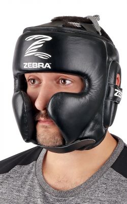 Head Guard, ZEBRA Sparring, leather Head Guard, ZEBRA Sparring, leather