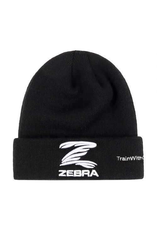 Beanie mit Bestickung, ZEBRA, schwarz